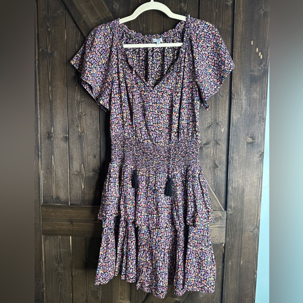 EUC• Patrons of Peace•Size Med• Floral Print• Tiered Ruffle Skirt•Smock Waist